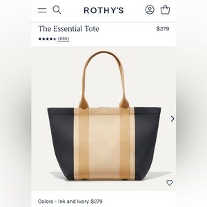 Rothy essential tote ink and ivory